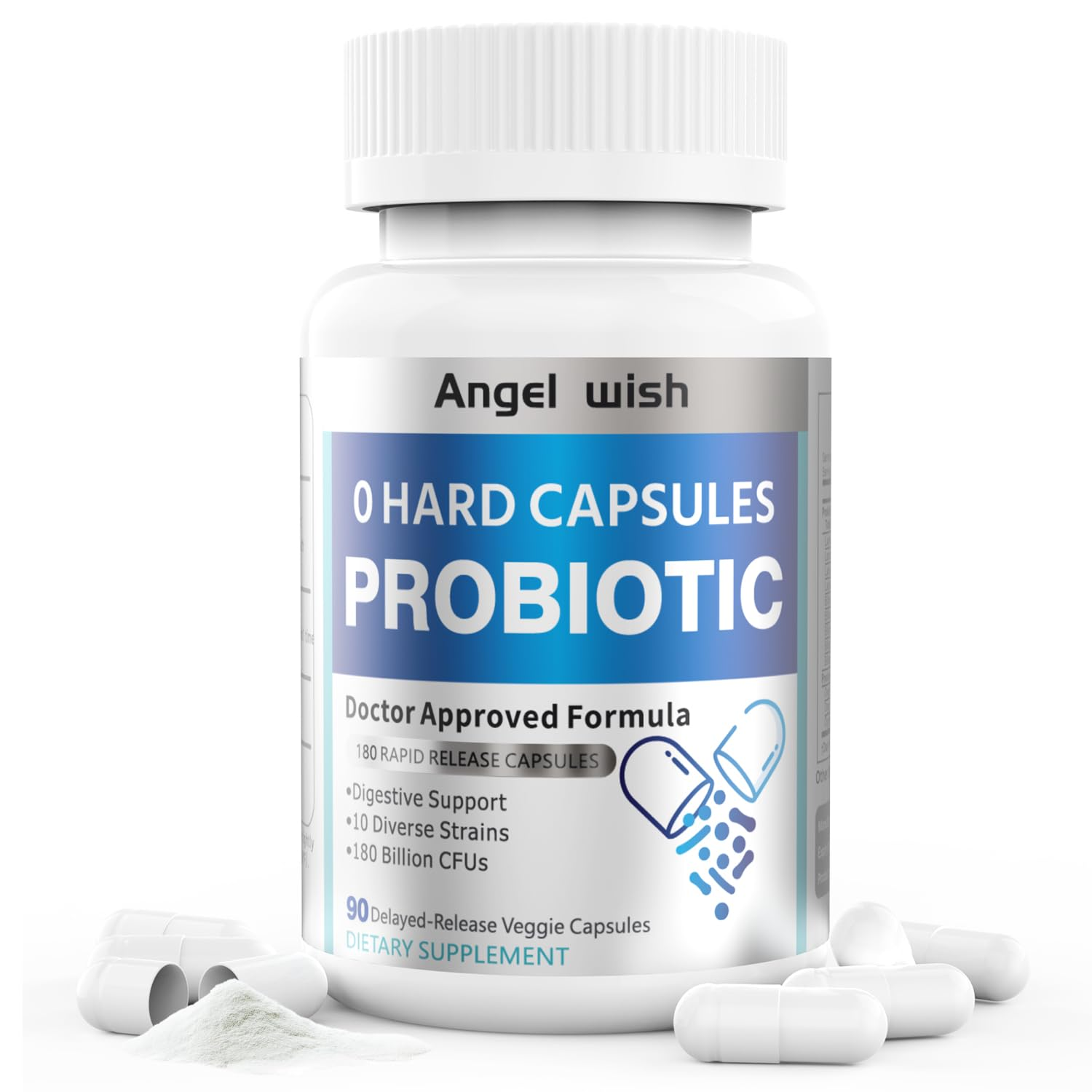 Probiotics 180 Billion CFUs – 10 Strains, Prebiotic & Probiotic for Women & Men | 90 Capsules