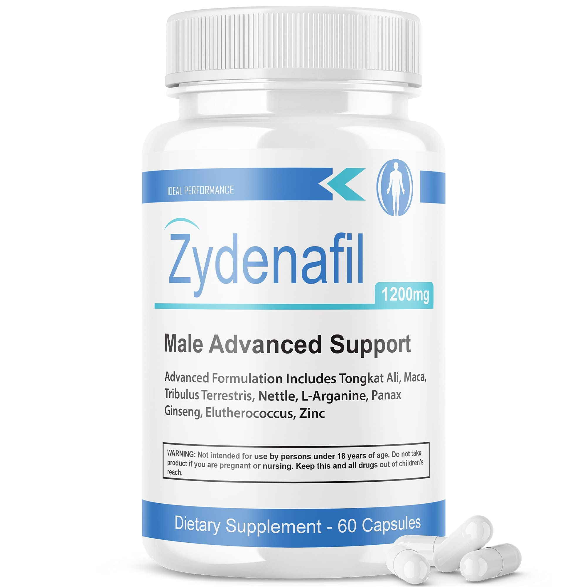 Zydenafil 1200mg – Male Advanced Performance Support | Tongkat Ali, Maca, L-Arginine & More | 60 Capsules