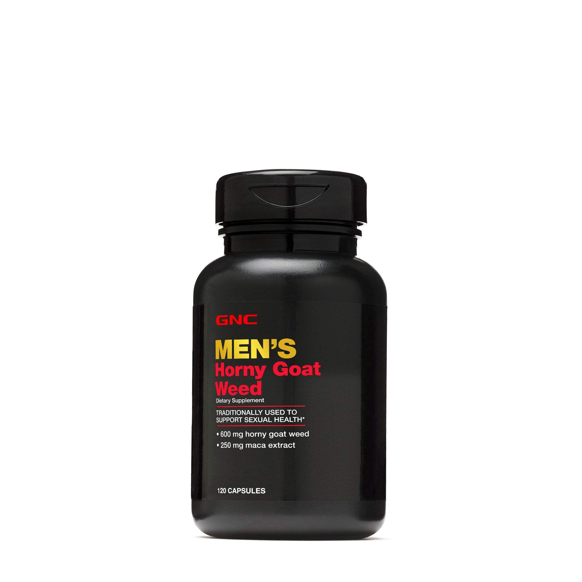 GNC Men's Horny Goat Weed – 600mg + 250mg Maca Extract | Sexual Health Support | 120 Capsules